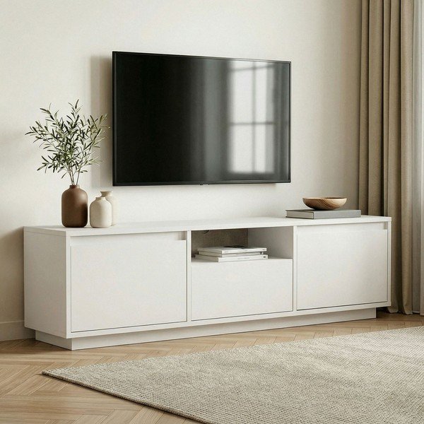 Bela TV omarica 160x42x30 cm Sentinel – Kalune Design-image-1