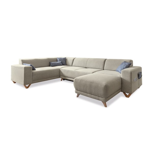 Bež raztegljiva/s prostorom za shranjevanje kotna sedežna garnitura (levi kot/v obliki črke "U") Classy Sophie – Miuform