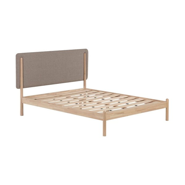 Zakonska postelja iz kavčukovca v sivo-naravni barvi z letvenim dnom 160x200 cm Shayndel - Kave Home-image-2
