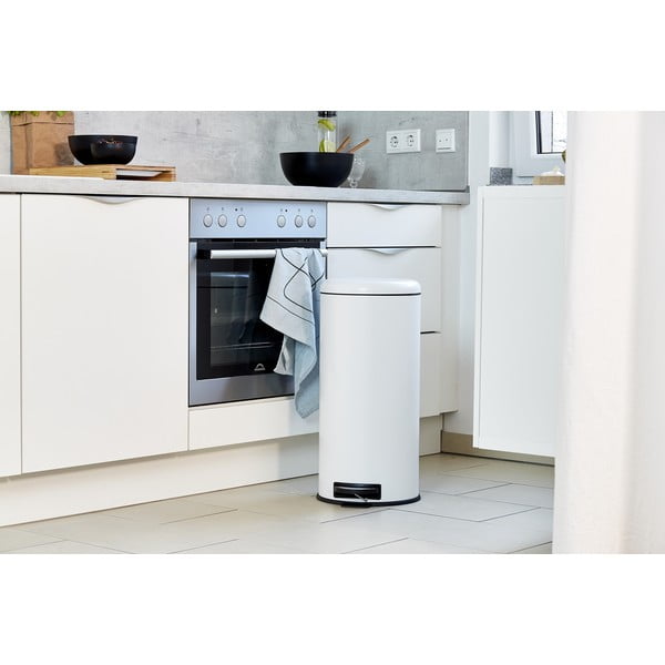 Bel jeklen koš za smeti s pedalom 30 l Leman – Wenko-image-1