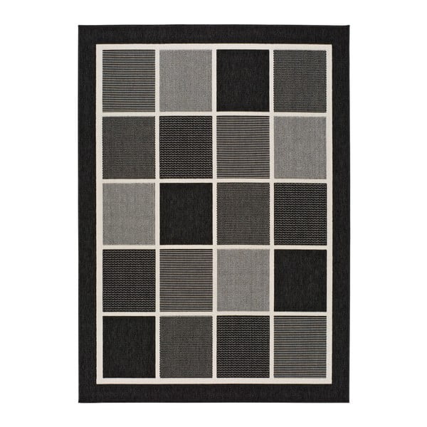 Črno-siva zunanja preproga Universal Nicol Squares, 160 x 230 cm