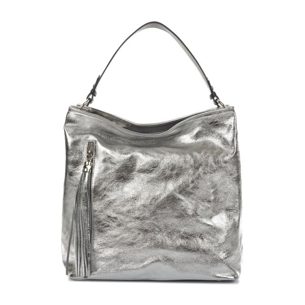 Usnjena torbica v srebrni barvi Mangotti Torbe Studo