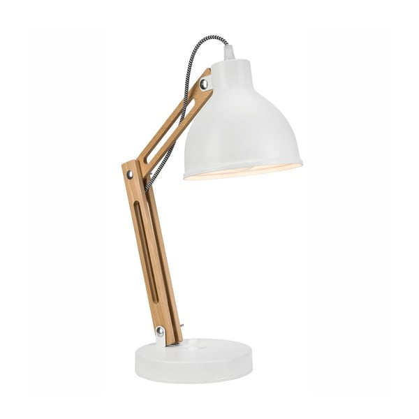 Bela/rjava namizna svetilka s kovinskim senčnikom (višina 44 cm) Marcello – LAMKUR