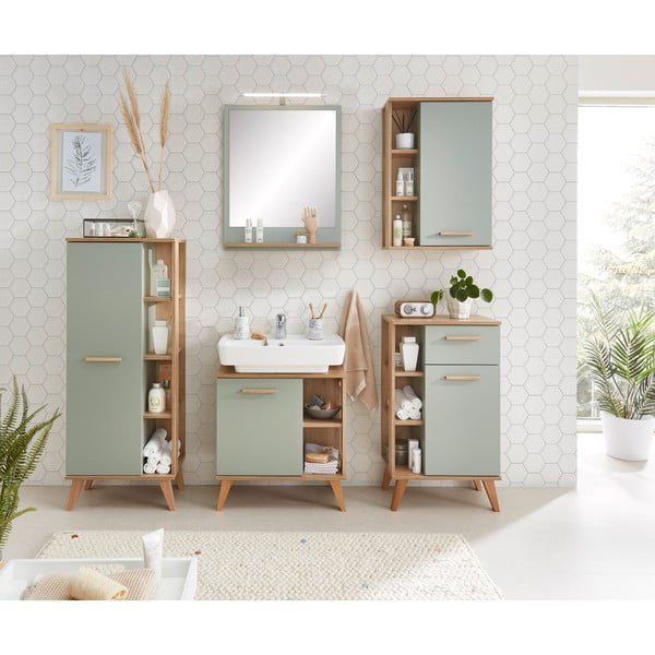 Zelena stenska kopalniška omarica iz hrastovega dekorja 51x75 cm Set 963 - Pelipal-image-1
