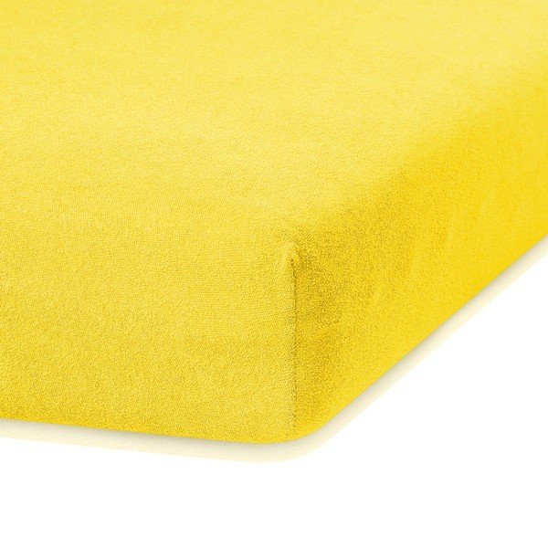 Rumena elastična rjuha za zakonsko posteljo AmeliaHome Ruby Siesta, 220/240 x 220 cm-image-1