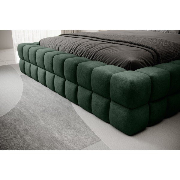 Temno zelena oblazinjena zakonska postelja s prostorom za shranjevanje in z letvenim dnom 140x200 cm Dizzle – ELTAP-image-4