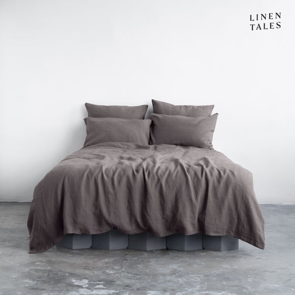 Temno siva lanena posteljnina za zakonsko posteljo 200x200 cm – Linen Tales