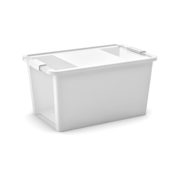 Bela plastična škatla za shranjevanje s pokrovom 55x35x28 cm Bi-Box L – KIS