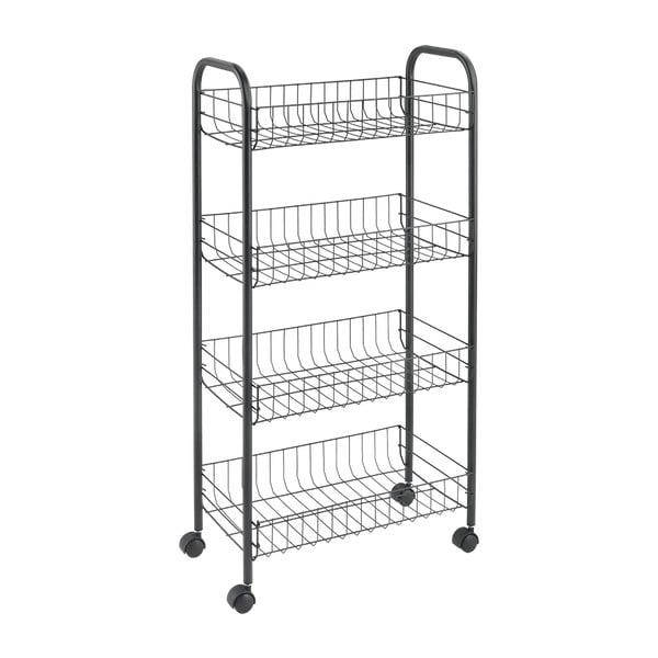 Črna kovinska mobilna polica 41x84 cm Ascona - Metaltex