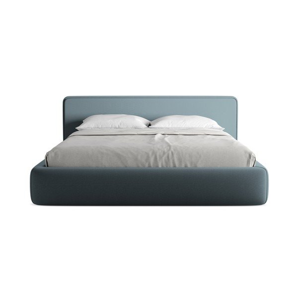 Modra oblazinjena zakonska postelja s prostorom za shranjevanje z letvenim dnom 180x200 cm Kiana – Makamii-image-4