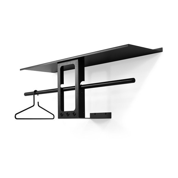 Črn jeklen stenski obešalnik s polico 100 cm Luno Small – Spinder Design