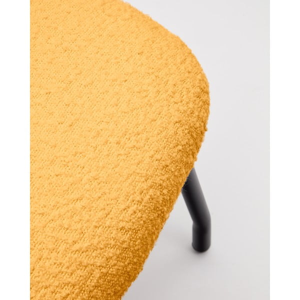 Gorčično rumen tabure iz tkanine bouclé Belina – Kave Home-image-4