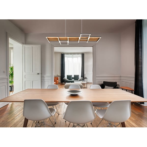 LED zatemnitvena viseča svetilka v črni in naravni barvi Harper – Trio-image-1