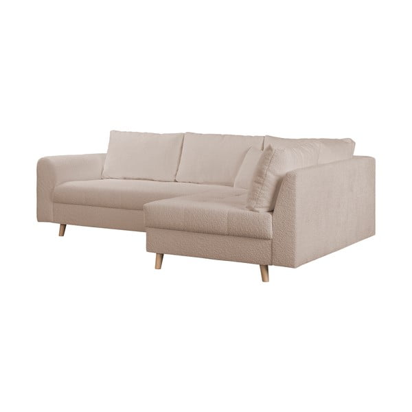 Bež kotna sedežna garnitura iz tkanine bouclé (desni kot) Ariella – Ropez-image-3