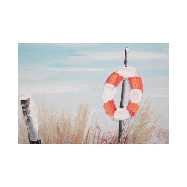 Ročno poslikana slika v okvirju iz borovega lesa Mauro Ferretti Beach Lifebuoy, 30 x 90 cm-image-1