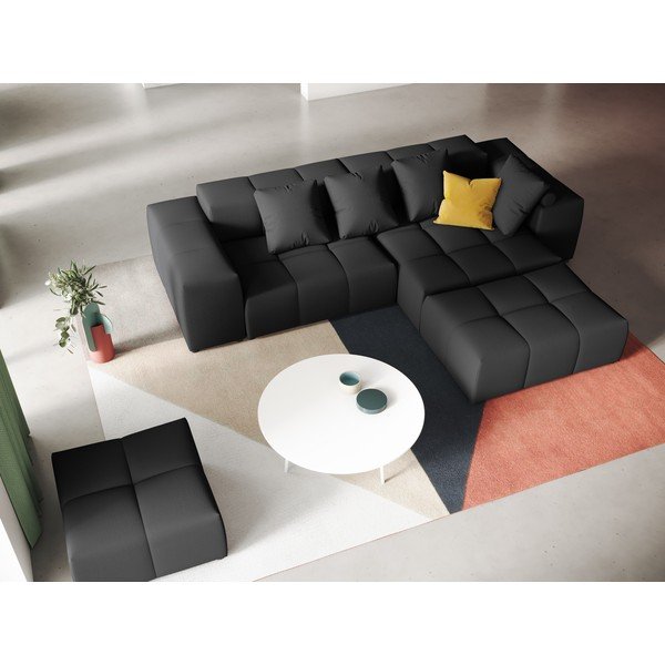 Črn kotni kavč (obojestranski) Rome - Cosmopolitan Design -image-1
