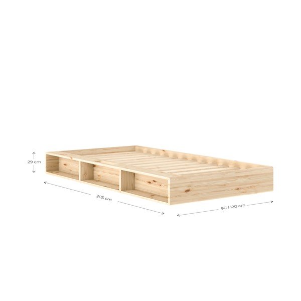 Postelja iz masivnega bora brez vzglavja z letvenim dnom 120x200 cm v temni naravni barvi Ziggy – Karup-image-2