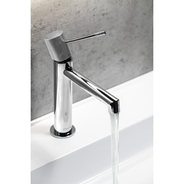 Stoječa armatura za umivalnik v sijajno srebrni barvi Solaris – Sapho-image-1