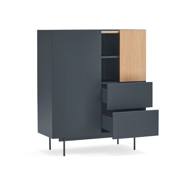 Antracitno siva/naravna visoka komoda v hrastovem dekorju 100x120 cm Otto – Teulat-image-4