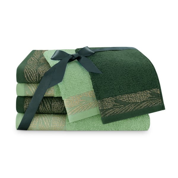 Zeleni frotirni bombažni komplet brisač 6 ks Allium – Restilo-image-1