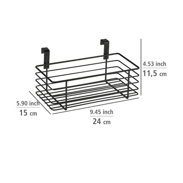 Črna viseča kovinska košara za kuhinjska vrata Wenko Slim, 24 x 15 cm-image-2