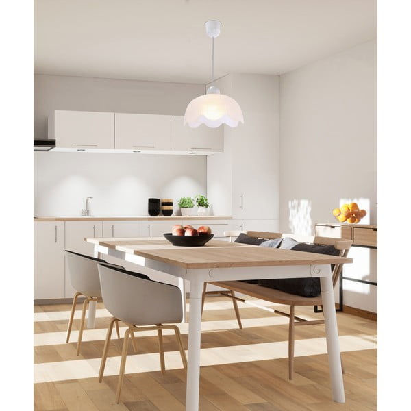 Bela viseča svetilka s steklenim senčnikom ø 25 cm Bratek – Candellux Lighting-image-1