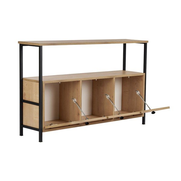 Stranska mizica v hrastovem dekorju v svetli naravni barvi 29,5x120 cm Solace – Kalune Design-image-3