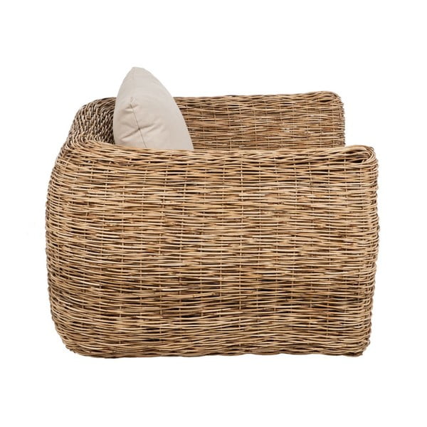 Pleten fotelj v beli in naravni barvi – Ixia-image-2