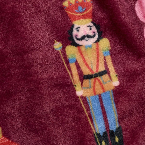 Bordo rdeča/rožnata odeja z božičnim motivom 170x130 cm Christmas Nutcracker – Catherine Lansfield-image-3