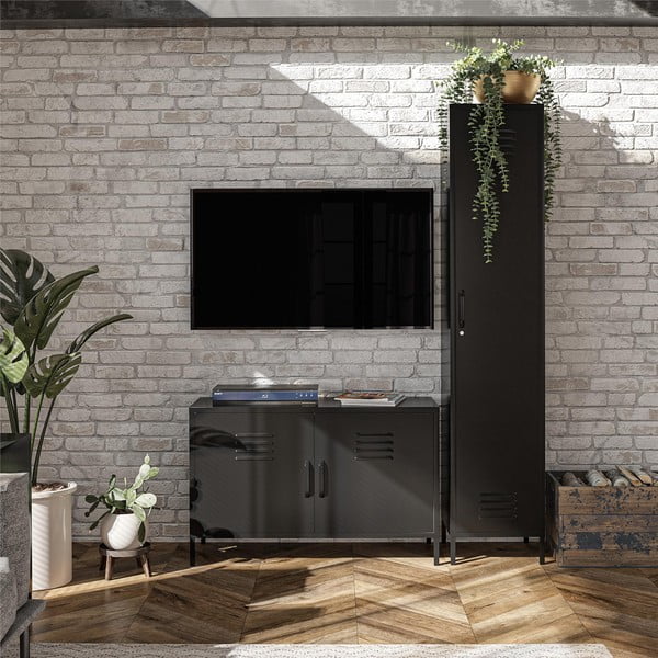 Črna kovinska omarica 38x185x40 cm Mission District – Støraa-image-1