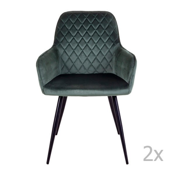 Temno zeleni oblazinjeni jedilni stoli v kompletu 2 ks Harbo – House Nordic-image-2