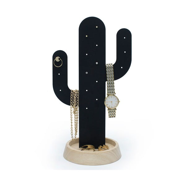Črno stojalo za nakit Qualy&CO Cactus