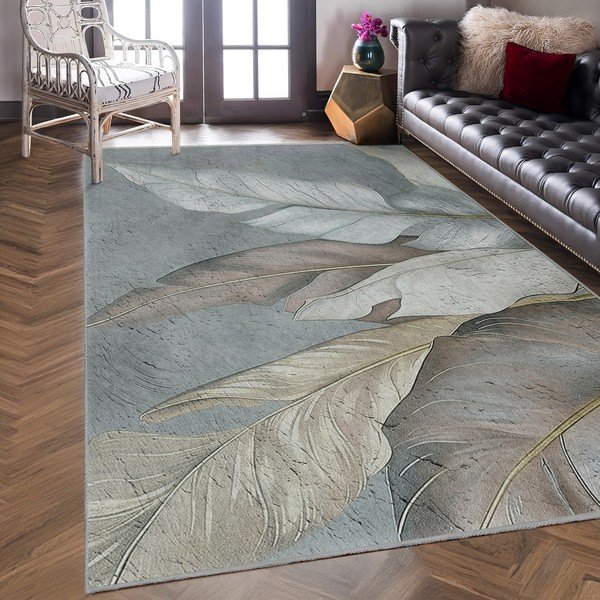 Zelena/siva pralna preproga 80x150 cm Dusty Leaves – Mila Home-image-3