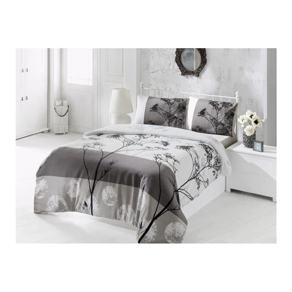 Siva posteljnina za enojno posteljo z mešanico bombaža Blezza V2, 140 x 200 cm