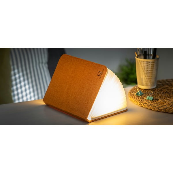 Oranžna velika namizna LED svetilka v obliki knjige Gingko Booklight