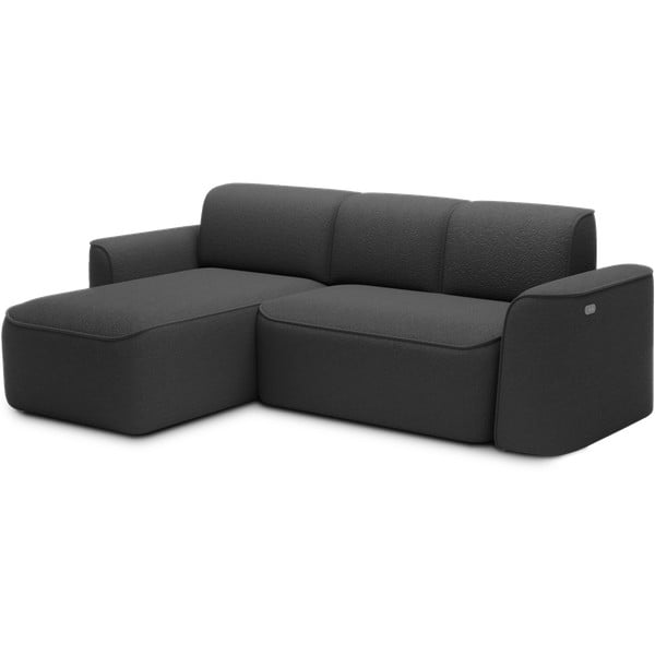 Antracitno siva kotna sedežna garnitura iz tkanine bouclé (levi kot/z ležalnikom) Ume – ELTAP-image-2