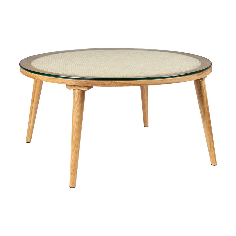 Steklena okrogla mizica v naravni barvi ø 70 cm Haru