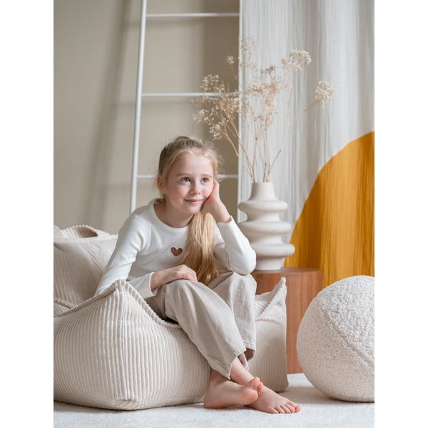 Kremno bela otroška vreča za sedenje iz rebrastega žameta Chair – Wigiwama-image-1