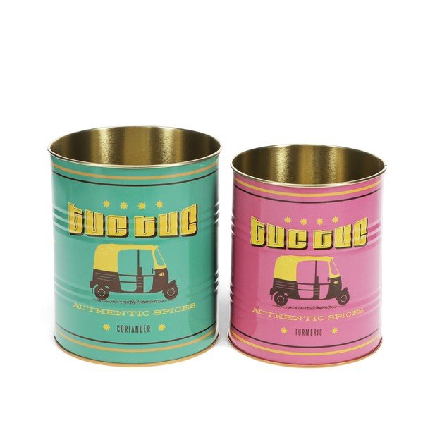 Dekorativne škatle za shranjevanje v kompletu 2 ks iz kositra ø 11x13 cm Tuc-tuc – Rex London