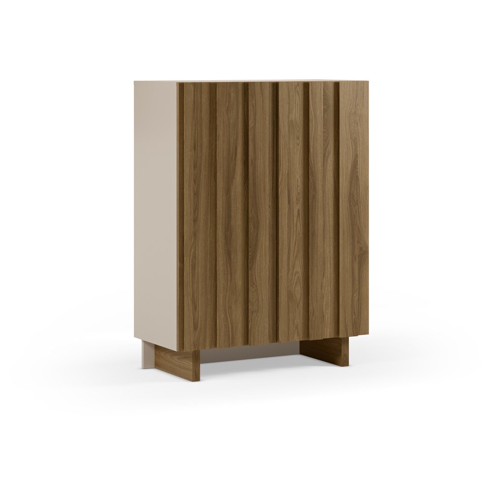 Kremno bela/v naravni barvi omarica iz masivnega bora 90x120x43 cm Marlo