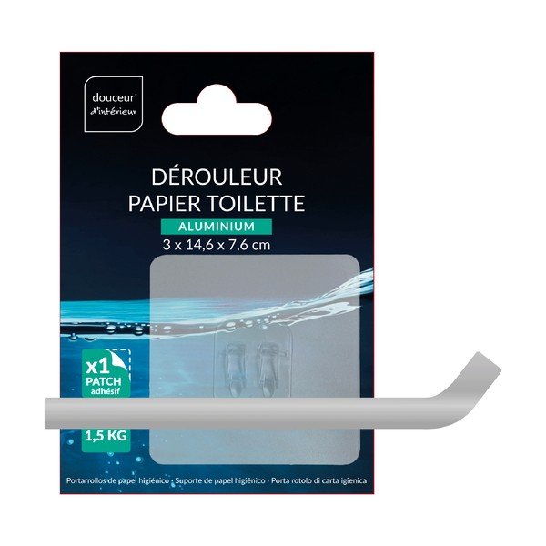 Kovinsko držalo za toaletni papir v sijajno srebrni barvi z namestitvijo brez vrtanja Filaire Aluminium – douceur d'intérieur-image-2