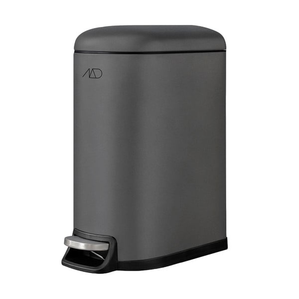 Temno siv kovinski koš za smeti s pedalom 10 l Walther – Mette Ditmer Denmark
