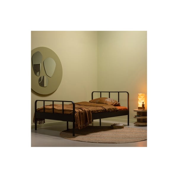 Črna kovinska postelja z letvenim dnom 120x200 cm Mees – WOOOD-image-1
