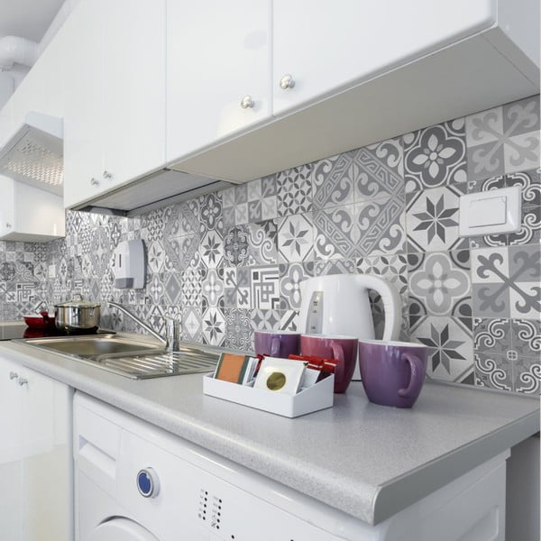 Komplet 24 stenskih nalepk Ambiance Wall Decal Cement Tiles Azulejos Micalina, 15 x 15 cm-image-1