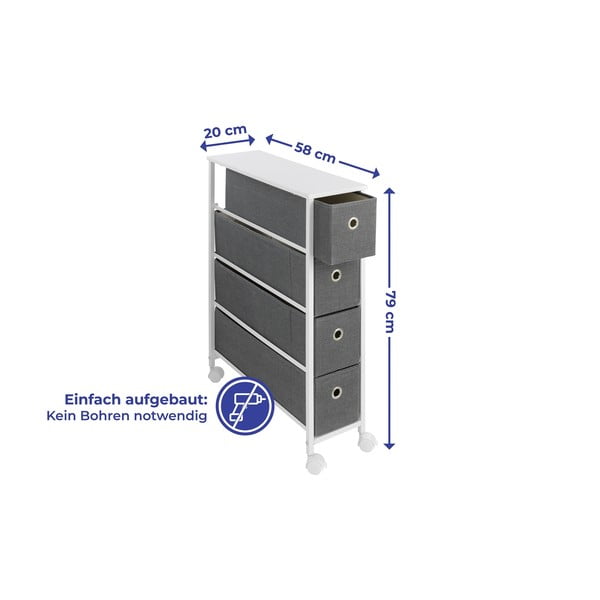 Belo-siva polica na kolesih 20x79 cm - Maximex-image-2