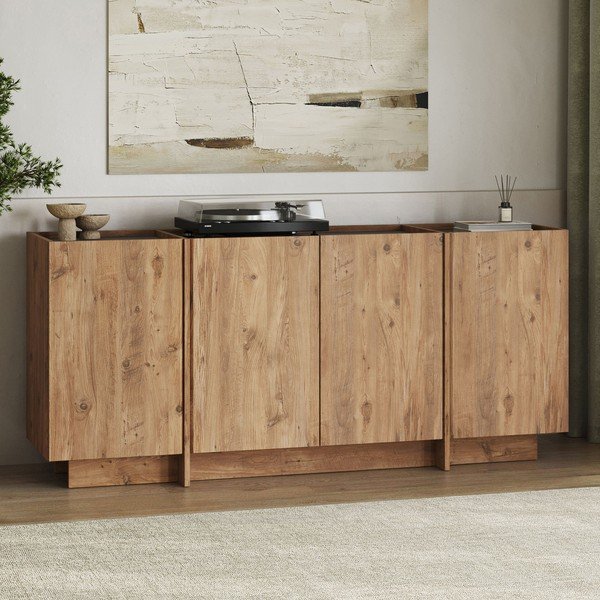 Komoda v borovem dekorju z luknjo za kable v naravni barvi 180x80x45 cm Dorma – Kalune Design-image-3