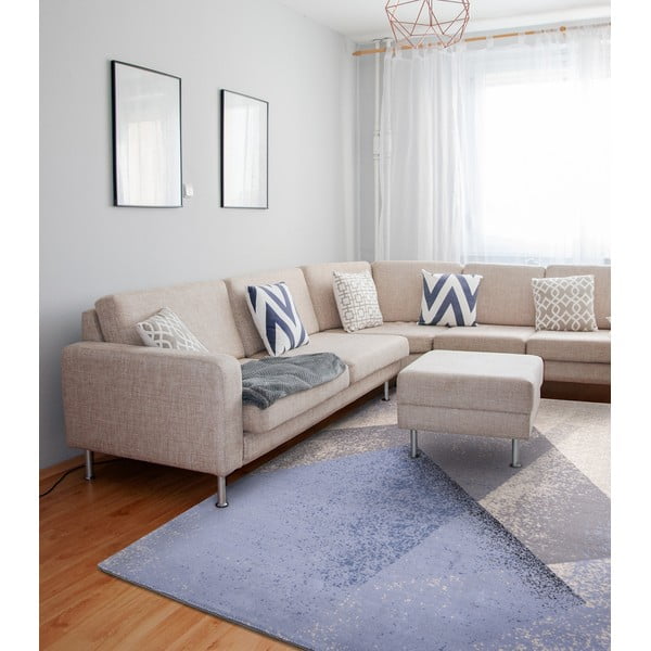 Svetlo modra volnena preproga 160x240 cm Folds – Agnella-image-1