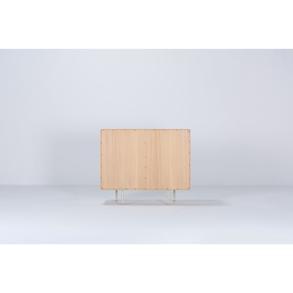 Bela nizka komoda iz masivnega hrasta 118x100 cm Fina – Gazzda-image-4