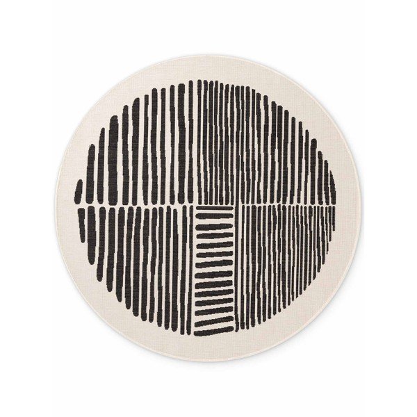 Črna/kremno bela okrogla notranja in zunanja preproga ø 160 cm Haringey Bounds – Ted Baker