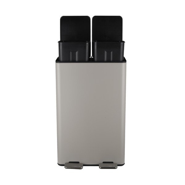 Sivorjav jeklen koš za smeti za ločevanje odpadkov s pedalom 2x30 l Aliya – Spirella-image-2